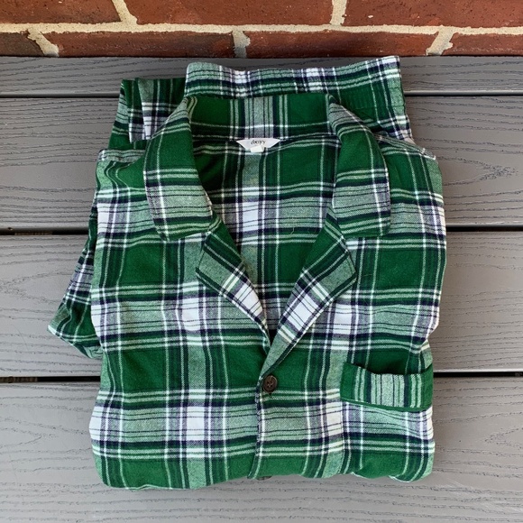 Eberjey Flannel PJ Set - Tartan Plaid Forest Green - Picture 1 of 12